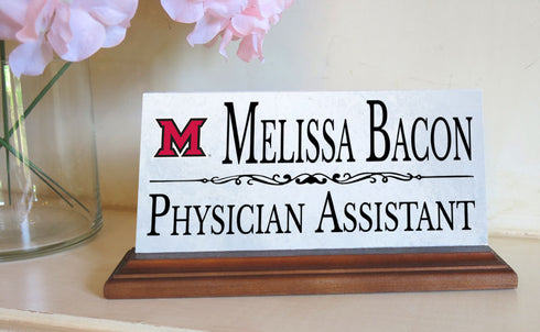 Miami University Nameplate Miami of Ohio Alumni, or Graduation Gift For Office Desk Or Shelf