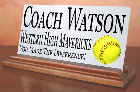 Softball Coach Gift Plaque Custom Team End of Season Gift For Great Coaches