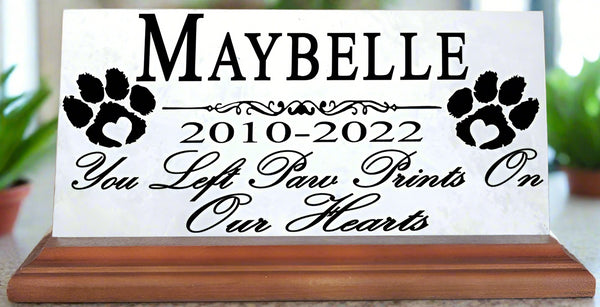 Pet Dog Memorial Stone Plaque for Shelf Or Mantel Personalized Name & Date