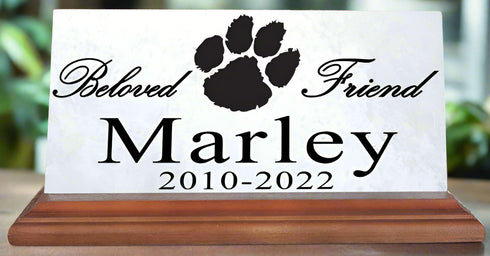 Dog Memorial Plaque Keepsake Sign for Shelf Or Mantel Personalized Pet Name & Date