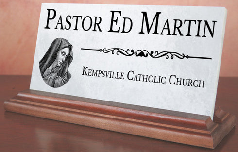 Christian Nameplate Custom Personalized Nameplate Pastor or Church Workers Solid Marble