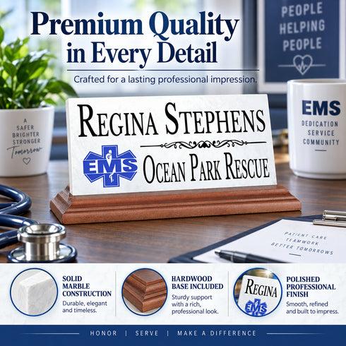 EMS Desk Nameplate - Personalized for Paramedics, EMT's, & First Responders