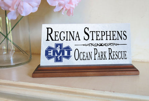 EMT Desk Nameplate Gift Custom Personalized Name Plate For EMS Workers