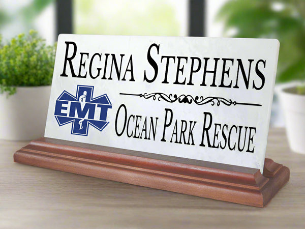 EMT Desk Nameplate Gift Custom Personalized Name Plate For EMS Workers