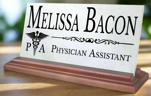 Physician Assistant Nameplate PA Gift - Solid Marble - Custom Name Plate for PAs