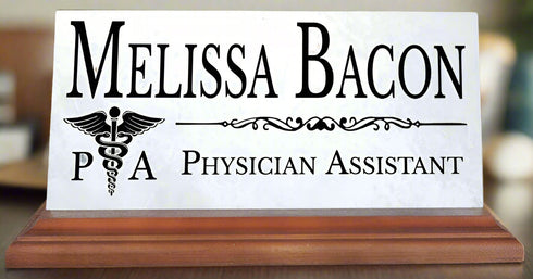 Physician Assistant Nameplate PA Gift - Solid Marble - Custom Name Plate for PAs