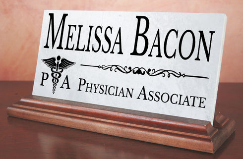 Personalized Physician Associate Desk Name Plate – Custom Medical Office Marble Nameplate – PA Gift
