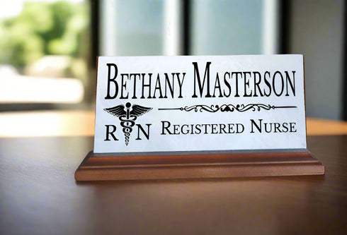 Registered Nurse Nameplate Gift - Solid Marble - Custom RN Name Plate