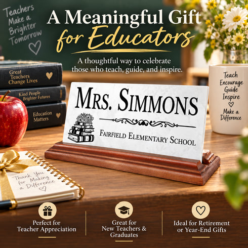 Personalized Teacher Desk Nameplate - For Educators and School Administration