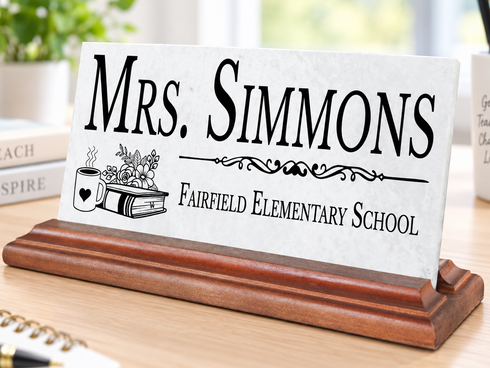 Teacher Desk Nameplate - Solid Marble