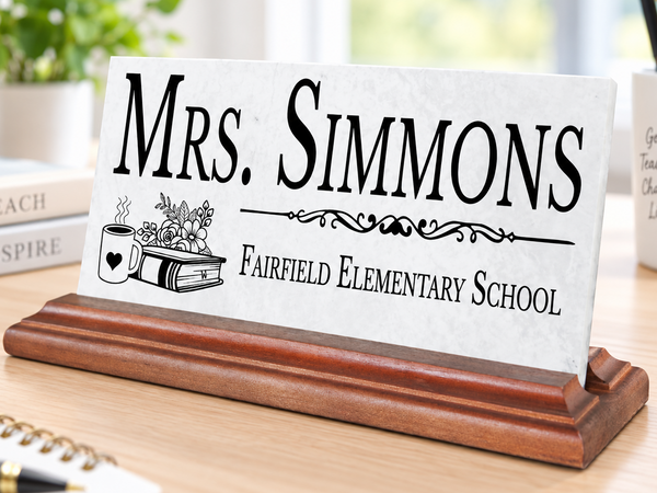 Teacher Desk Nameplate - Solid Marble