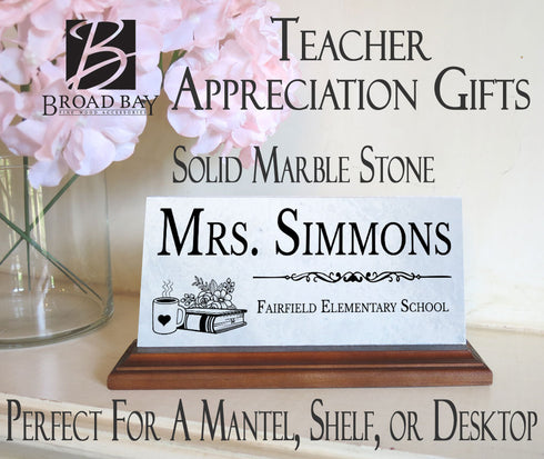 Teacher Name Plate Custom Gift Personalized Nameplate For Desk Or Shelf - Solid Marble