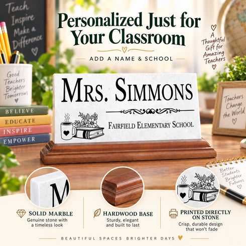 Teacher Desk Nameplate - Solid Marble
