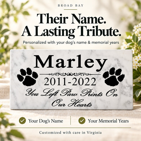 Custom Dog Memorial Stone - You Left Paw Prints On My Heart