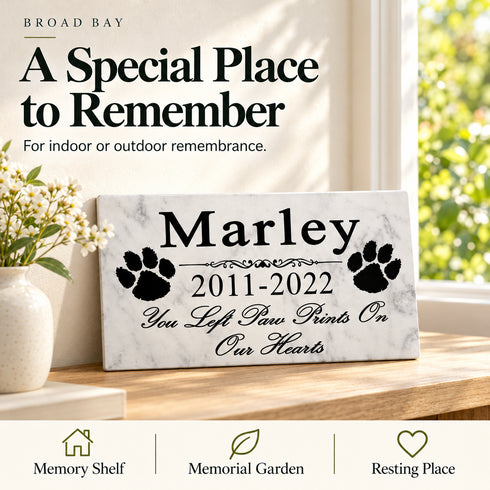 Custom Dog Memorial Stone - You Left Paw Prints On My Heart