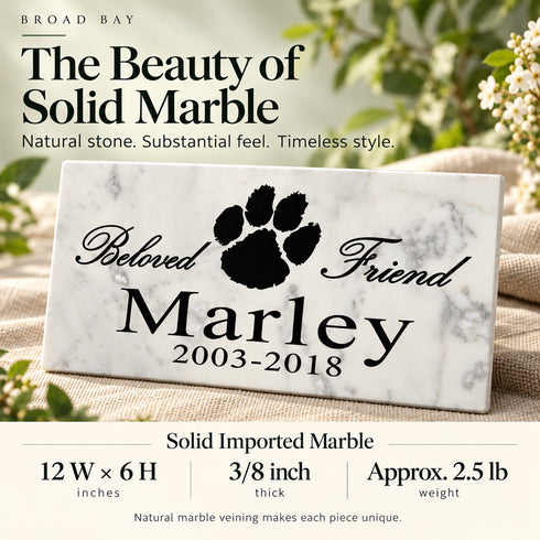 Dog Memorial Stone - Beloved Friend - Personalized Marble Grave Marker
