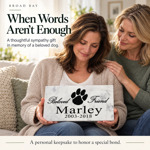 Dog Memorial Stone - Beloved Friend - Personalized Marble Grave Marker
