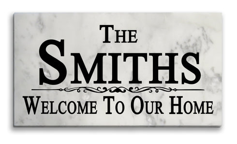 Personalized Family Name Welcome Sign - Solid Marble