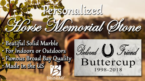 Horse Memorial Stone Equine Horseshoe Personalized Garden Marker Grave Marker for Outdoors or Indoors