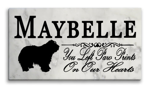 Bearded Collie Memorial Stone Personalized You Left Paw Prints On My Heart