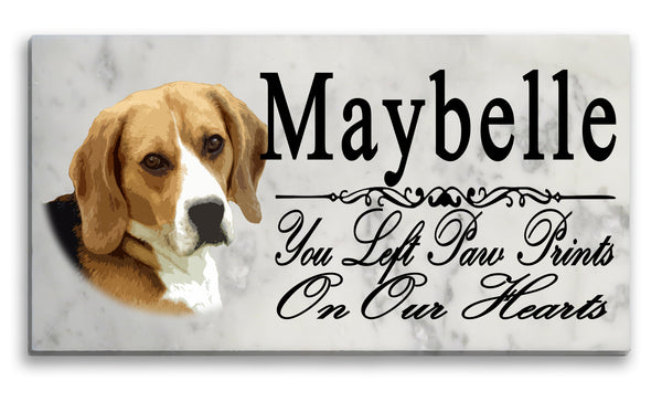 Beagle Memorial Marble Stone Plaque Personalized Garden Plaque Grave Marker Outdoor or Indoor