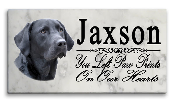 Black Lab Memorial Marble Stone Plaque Dog Grave Marker Pet Garden Plaque