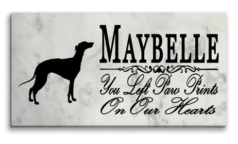 Greyhound Memorial Stone Personalized Dog Garden Rock Grave Marker Outdoor or Indoor