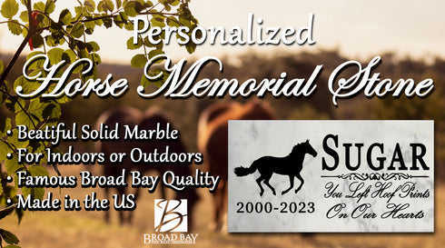 Horse Memorial Stone Plaque  Equine Custom Headstone Grave Marker for Outdoors or Indoors