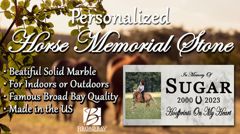 Horse Memorial Stone with Photo - Equine Garden Marker for Outdoors or Indoors