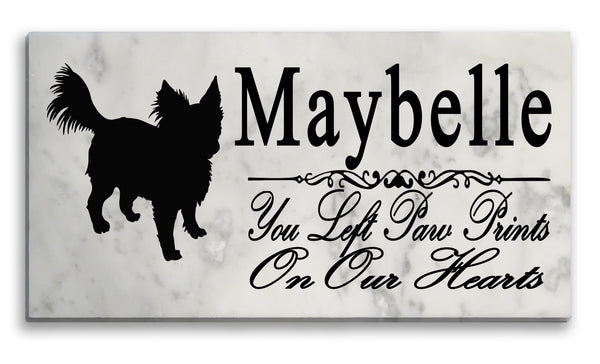 Long Haired Chihuahua Memorial Stone Personalized Dog Garden Rock Grave Marker Outdoor or Indoor