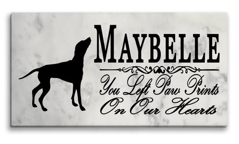 Weimaraner Memorial Stone Personalized You Left Paw Prints On Our Hearts Grave Marker Outdoor or Indoor