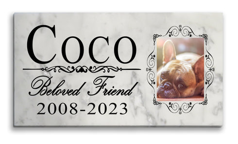 Pet Memorial Stone With Photo For Dogs or Cats with Picture 12in x 6in