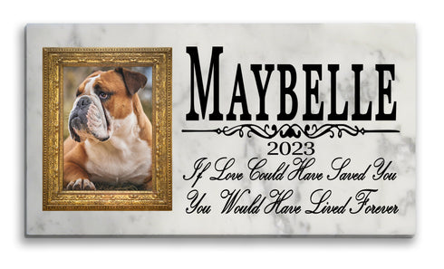 Pet Photo Memorial Stone With Picture Solid Marble 12in x 6in For Dogs or Cats  - If Love Could Have Saved You