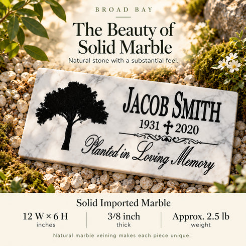 Memorial Stone - Planted in Loving Memory - Personalized Marble Plaque