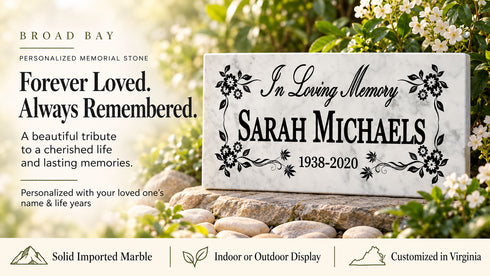 In Loving Memory Memorial Stone - Personalized Marble Remembrance Plaque