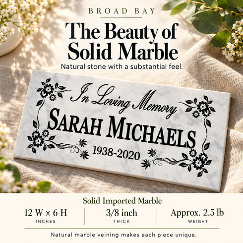 In Loving Memory Memorial Stone - Personalized Marble Remembrance Plaque