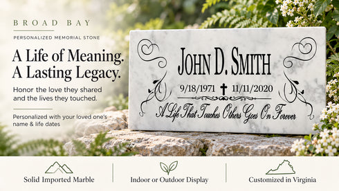 Loved One Memorial Stone - Personalized Marble Plaque for Garden or Home