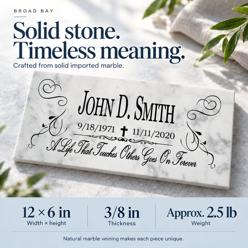 Loved One Memorial Stone - Personalized Marble Plaque for Garden or Home