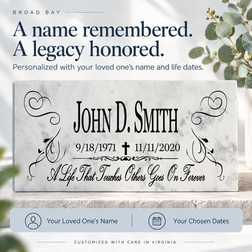 Loved One Memorial Stone - Personalized Marble Plaque for Garden or Home