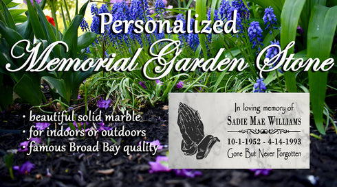 Personalized Prayer Hands Memorial Stone – Custom Marble Sympathy Plaque – In Loving Memory Bereavement Gift