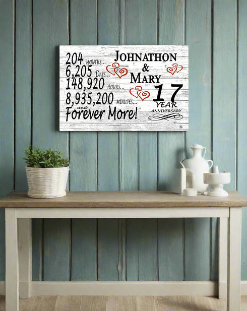 17 Year Anniversary Gift Personalized Sign