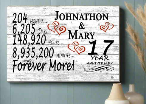 17 Year Anniversary Gift Personalized Sign