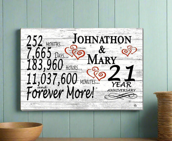 21 Year Anniversary Gift Personalized 21st Wedding Anniversary Present