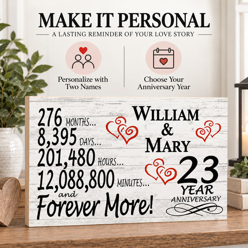 23rd Anniversary Gift - Personalized Wood Sign for Couples