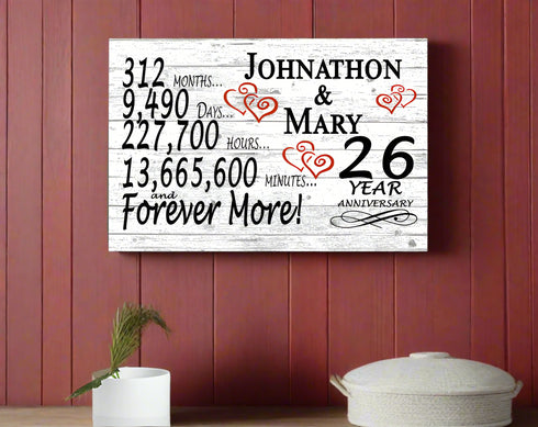 26 Year Anniversary Gift Personalized 26th Wedding Anniversary Present