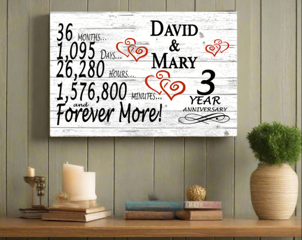 3 Year Anniversary Gift Personalized 3rd Wedding Anniversary Present