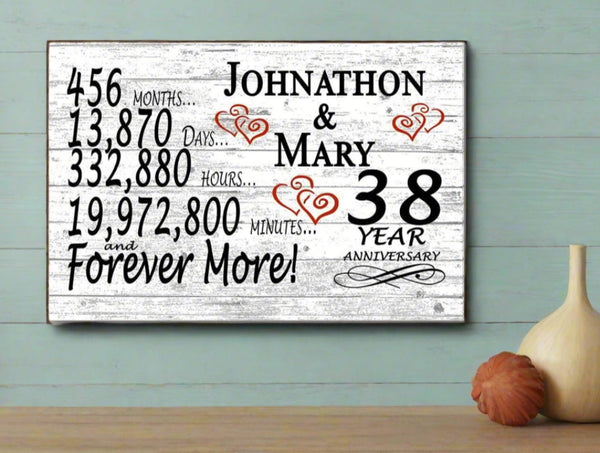 38 Year Anniversary Gift Personalized 38th Wedding Anniversary Present