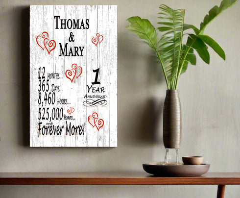 1 Year Anniversary Gift Personalized Names 1st Anniversary Present