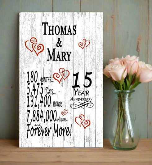 15th Anniversary Gift Personalized Names 15 Year Wedding Anniversary Present