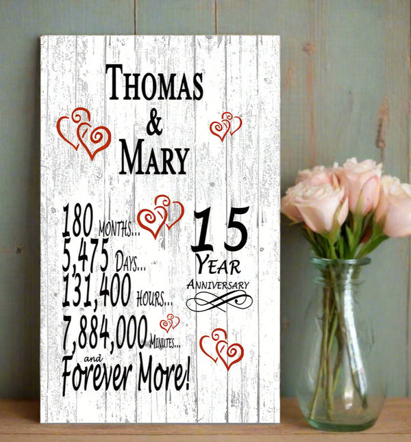 15th Anniversary Gift Personalized Names 15 Year Wedding Anniversary Present